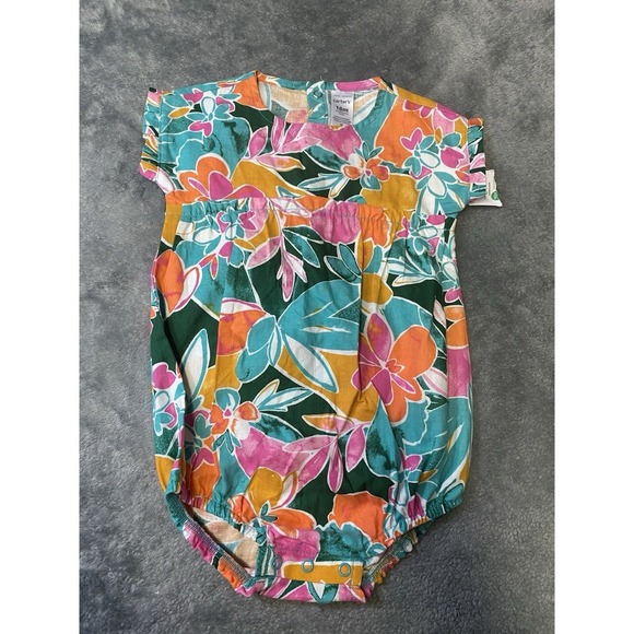 Carter's Tropical Jersey Romper For Summer Baby Girl Size 18 Months - Picture 1 of 9